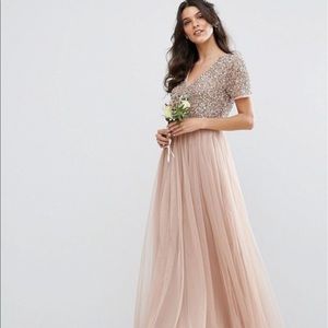 ASOS Maya V Neck Maxi Tulle Dress with Sequins